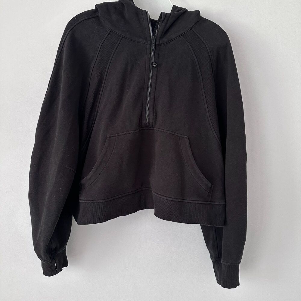 Lululemon Scuba Oversized Half-Zip Cropped Hoodie Black Women's Size XL/XXL